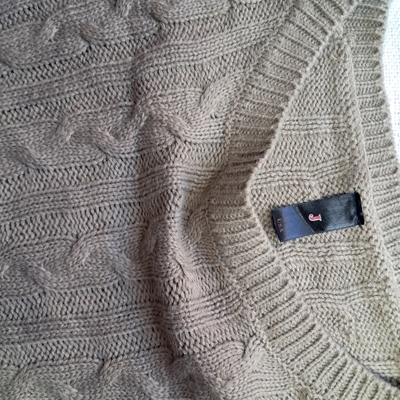 Womens large tan cable knit 2pc crop long sleeve jogger set - Picture 4 of 8